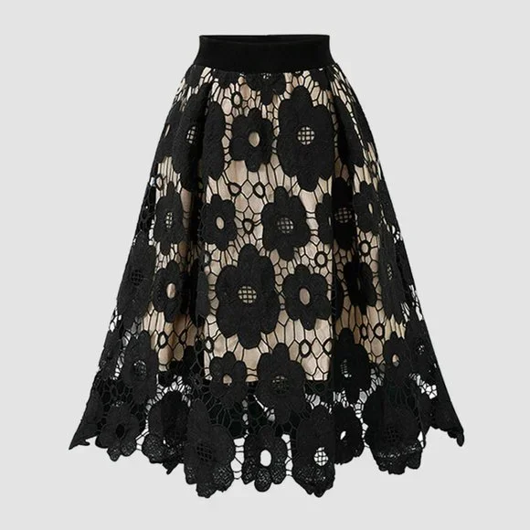 Passion of Essence Black Floral Lace Mini Skirt - Picture 2 of 4